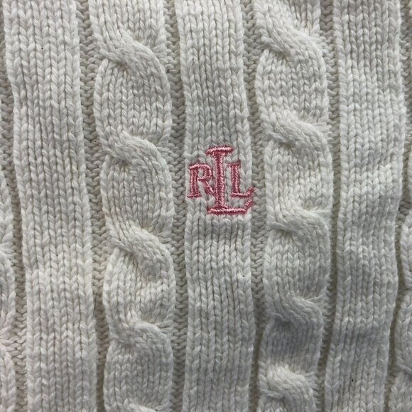 Lauren Ralph Lauren Womens Sweater Petite Cable Knit White Pullover Cozy Casual - Picture 8 of 10
